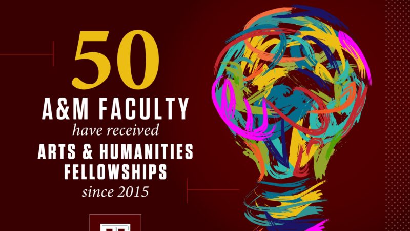 graphic reading 50 A&M faculty have been inducted as arts & humanities fellows since 2015