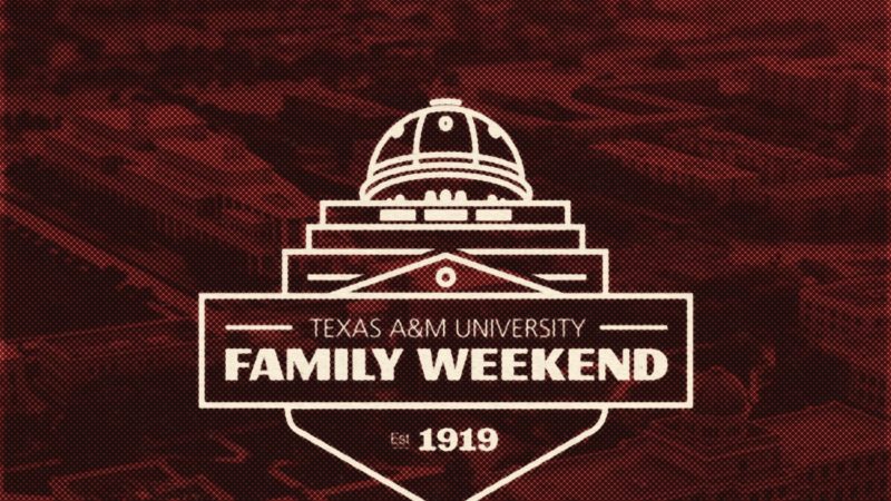 a graphic that reads Texas A&M University Family Weekend, est. 1919