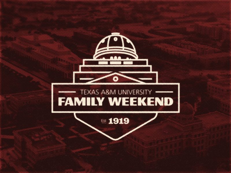 a graphic that reads Texas A&M University Family Weekend, est. 1919