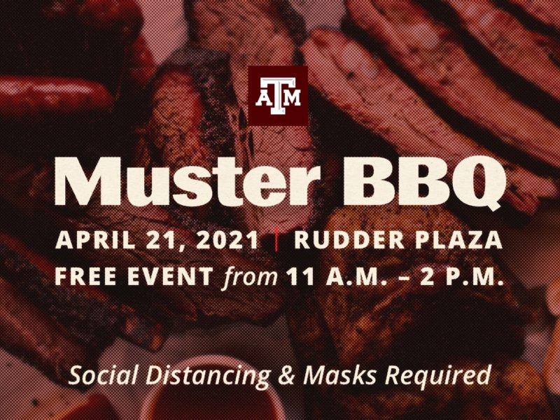 maroon graphic displaying details of the Muster BBQ