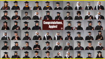 a graphic featuring students' graduation portraits