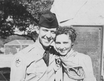 photo of frazier in cadet uniform standing next to his wife