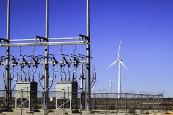 Wind Turbines and electricity power collection grid substation