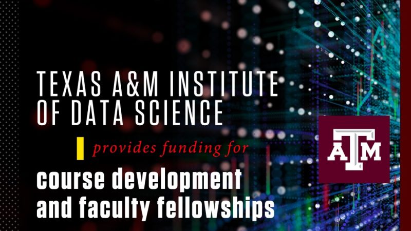 graphic that reads texas a&m institute of data science provides funding for course development and faculty fellowships