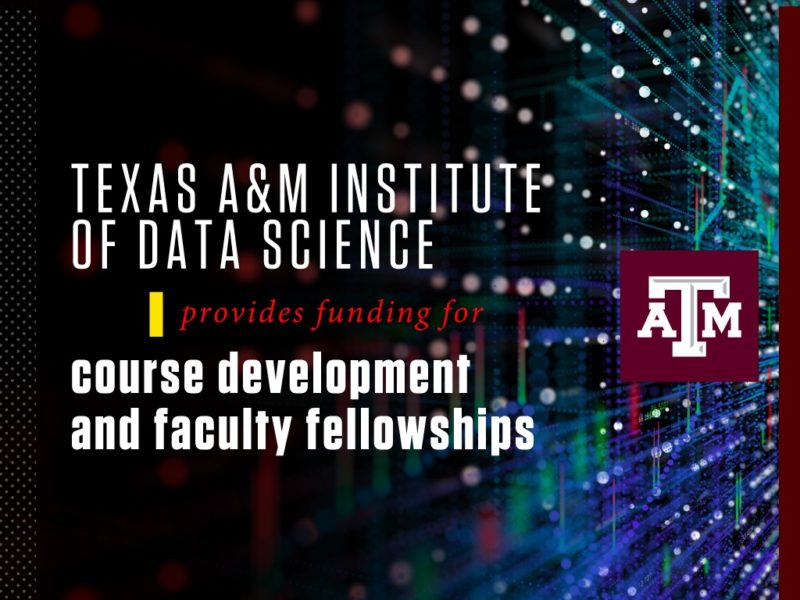 graphic that reads texas a&m institute of data science provides funding for course development and faculty fellowships