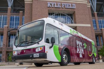 a photo of one of Texas A&M's electric buses