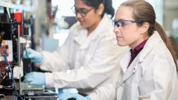 two female researchers working in a lab