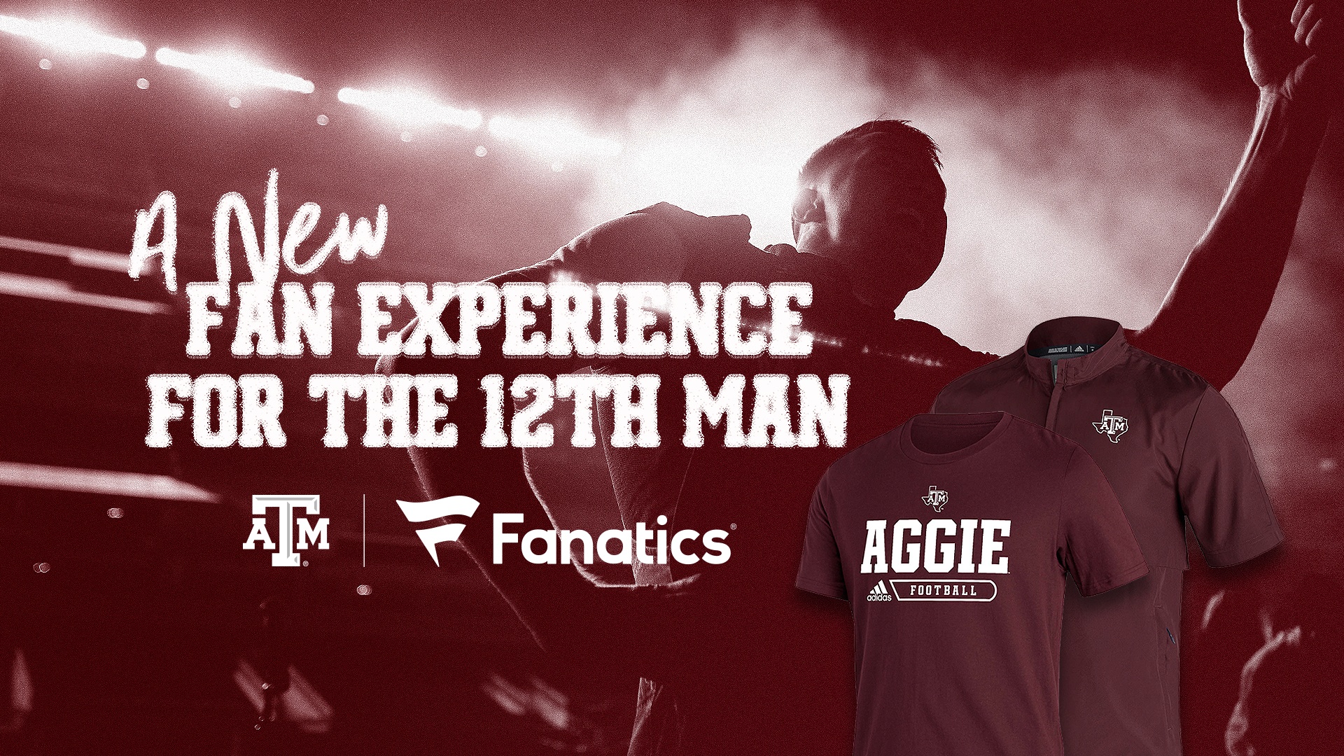 Texas A&M Fanatics partnership with mignight yell in the background