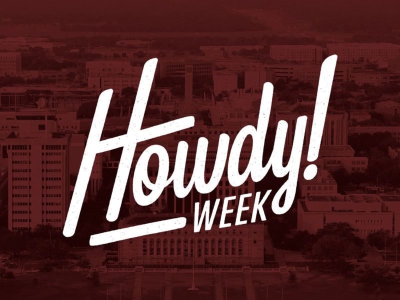 maroon background that reads Howdy Week