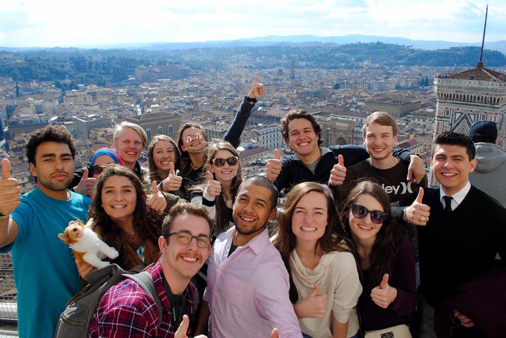a photo of Aggie students in Italy