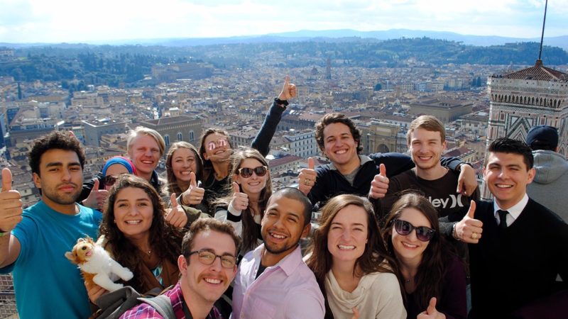 a photo of Aggie students in Italy