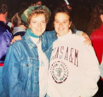 Jennifer Brown poses with a friend in 1992 during her first stint at Texas A&M