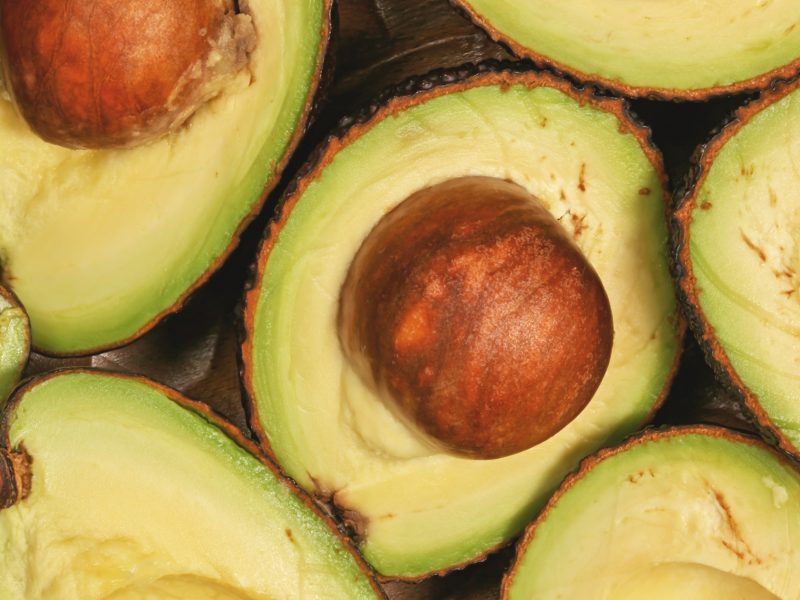 avocado halves sliced close up