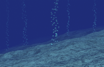 methane gas bubbles rising from the ocean floor