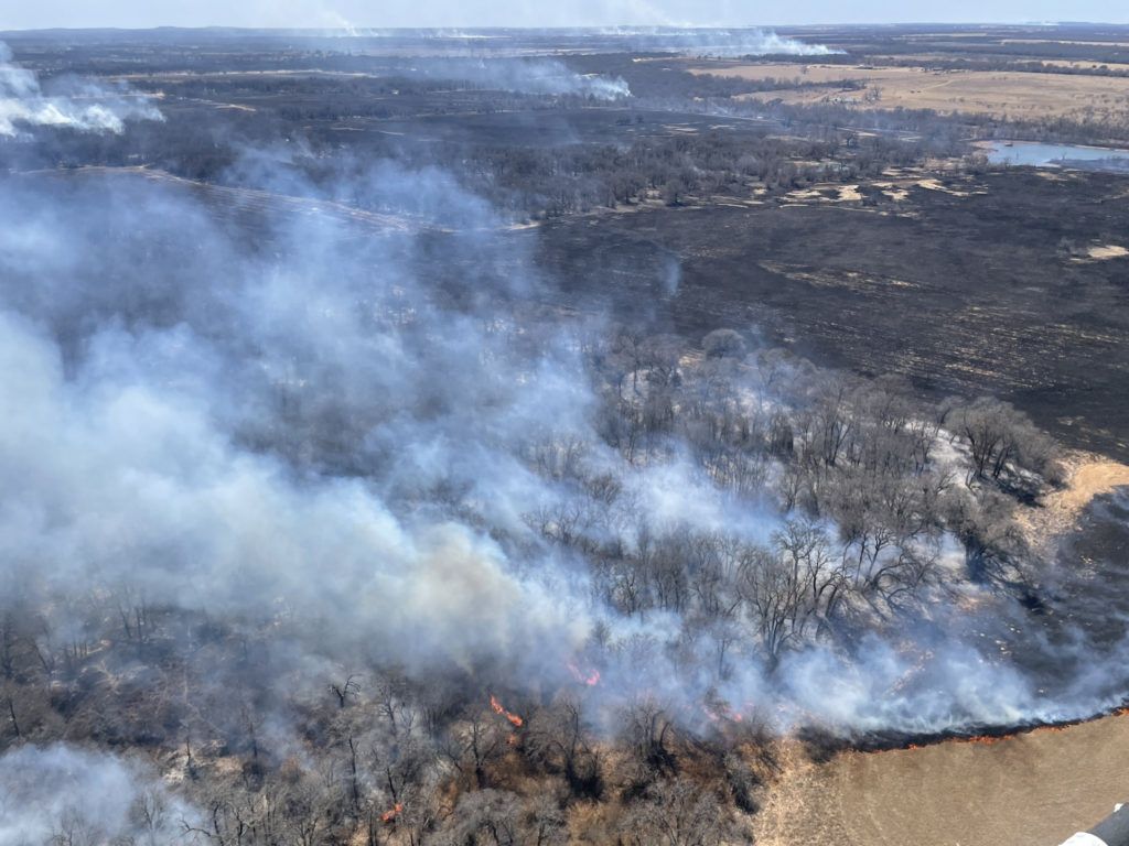 aerial view of wildfire