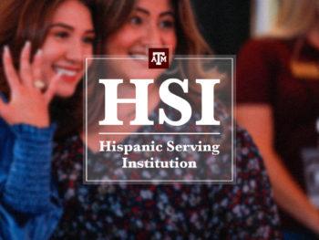 Hispanic Serving Institution graphic with an image of two female students