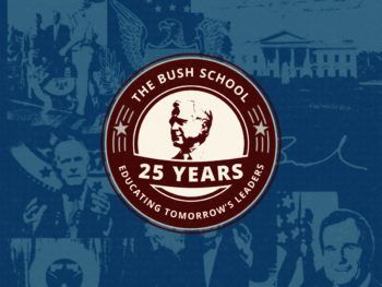 graphic that says "25 years" celebrating the bush school anniversary