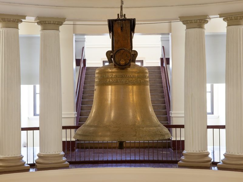 a closeup shot of the Texas Liberty Bell