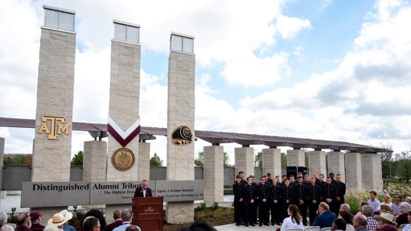The unveiling ceremony of the Distinguished Alumni Tribute at Aggie Park on Sept. 17, 2022.