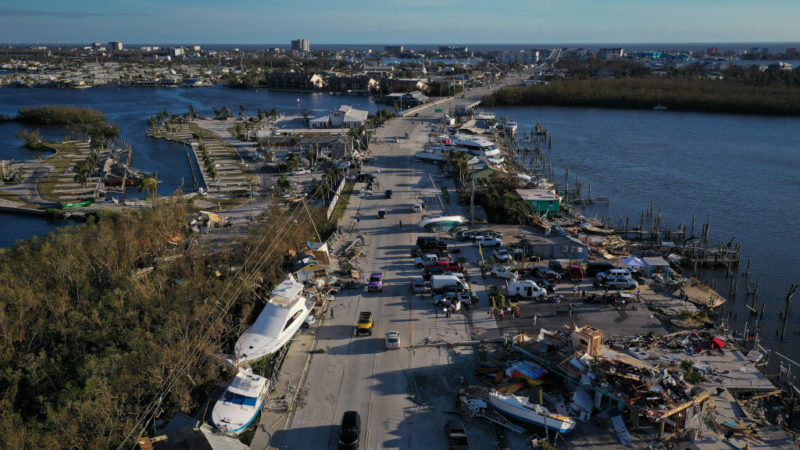 aerial view of hurricane damage in florida