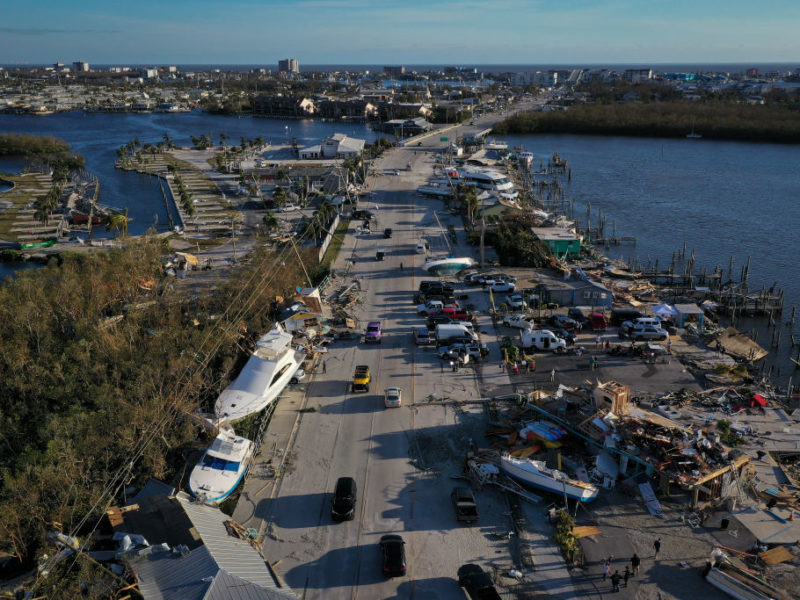 aerial view of hurricane damage in florida