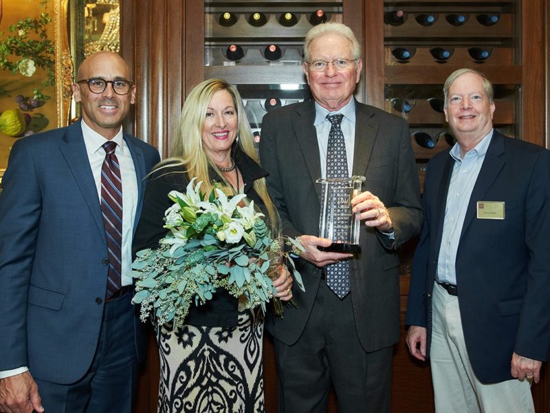 (l-r) Texas A&M Foundation President and CEO Tyson Voelkel; Becky and Joe Horlen; and Larry Zuber, retired assistant vice president of development