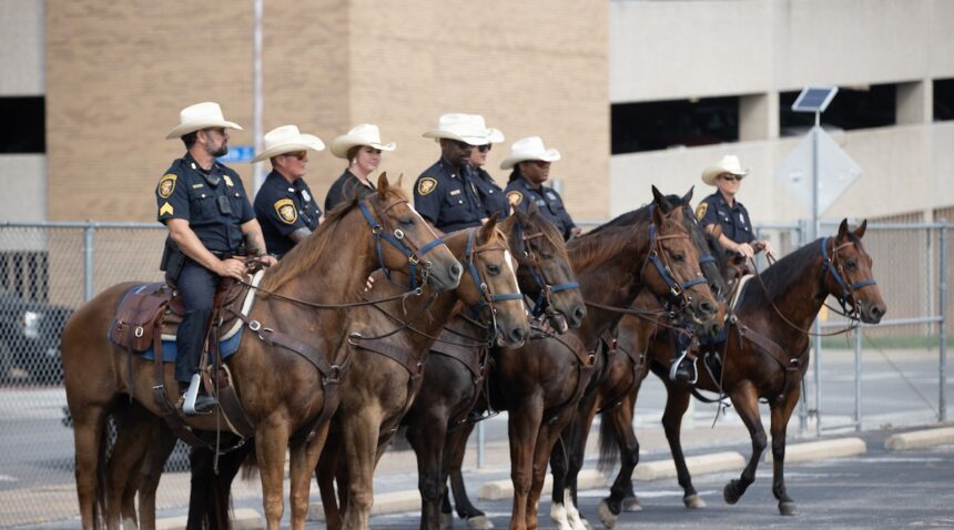 mounted police attending the groundbreaking ceremony for Texas A&M-Fort Worth on June 21, 2023.