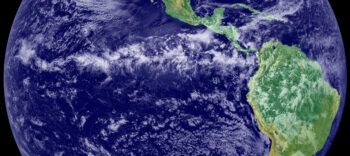 Satellite image of a long band of high clouds in the intertropical convergence zone