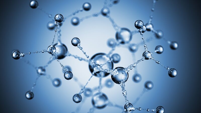 3D rendering of water in a molecular structure