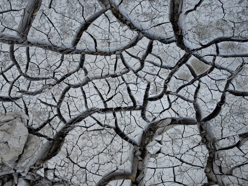cracked dirt caused by dry conditions,