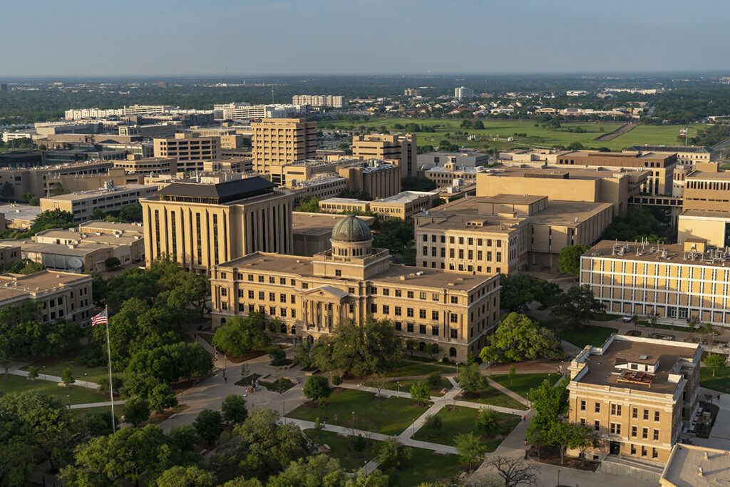 an aerial of the campus