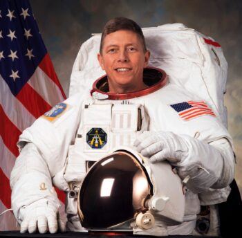 Col. Mike Fossum '80 in his NASA space suit