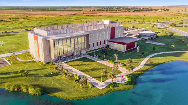 An aerial view of the Texas A&M University Higher Education Center in McAllen.