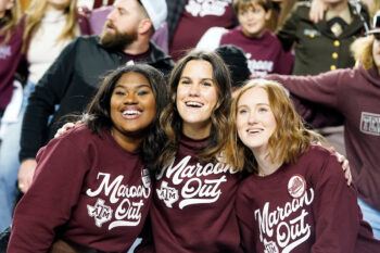 Aggies wearing Maroon Out shirts at Kyle Field