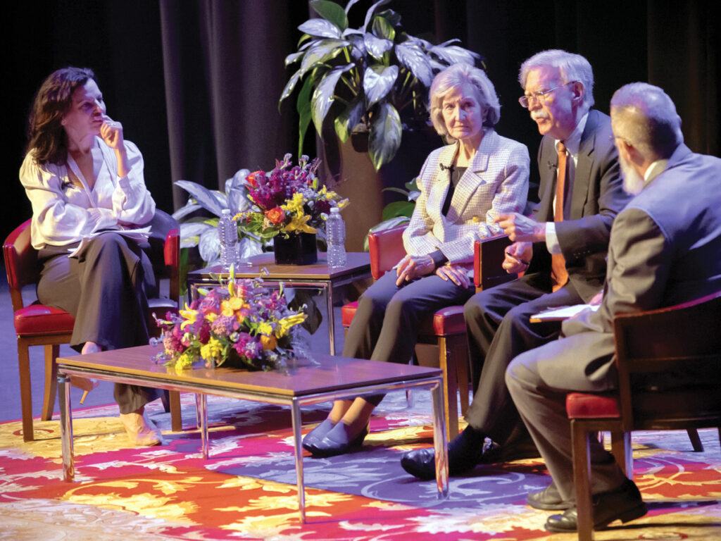 The three MSC Wiley guests and the moderator on stage at Rudder Theatre