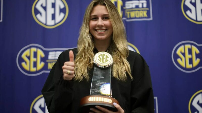 Chloe Stepanik posing with her trophy