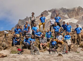 A group photo of members of the LASSIE Project team on Mount Hood in Oregon.