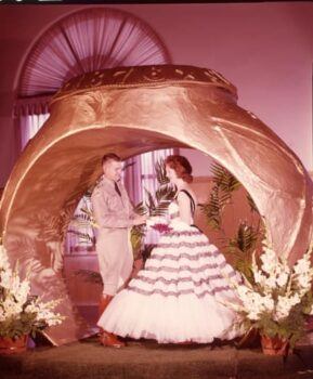 An archival photo of a couple at Ring Dance