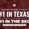 2025 Best Colleges in The U.S. #1 In Texas, #1 in the SEC, Wall Street Journal/College Pulse