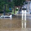 ATLANTA, GEORGIA - SEPTEMBER 27: The streets are flooded near Peachtree Creek after hurricane Helene brought in heavy rains over night on September 27, 2024 in Atlanta, Georgia. Hurricane Helene made landfall late Thursday night as a category 4 hurricane in the pan handle of Florida and is working its way north, it is now considered a tropical storm. (Photo by Megan Varner/Getty Images)