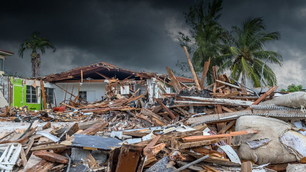 houses damaged by a hurricane