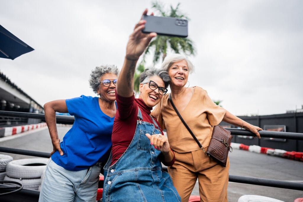 Female senior friends taking a selfie