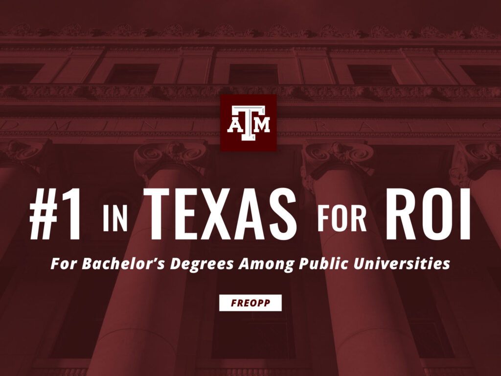 A maroon graphic that reads "#1 in Texas for ROI"