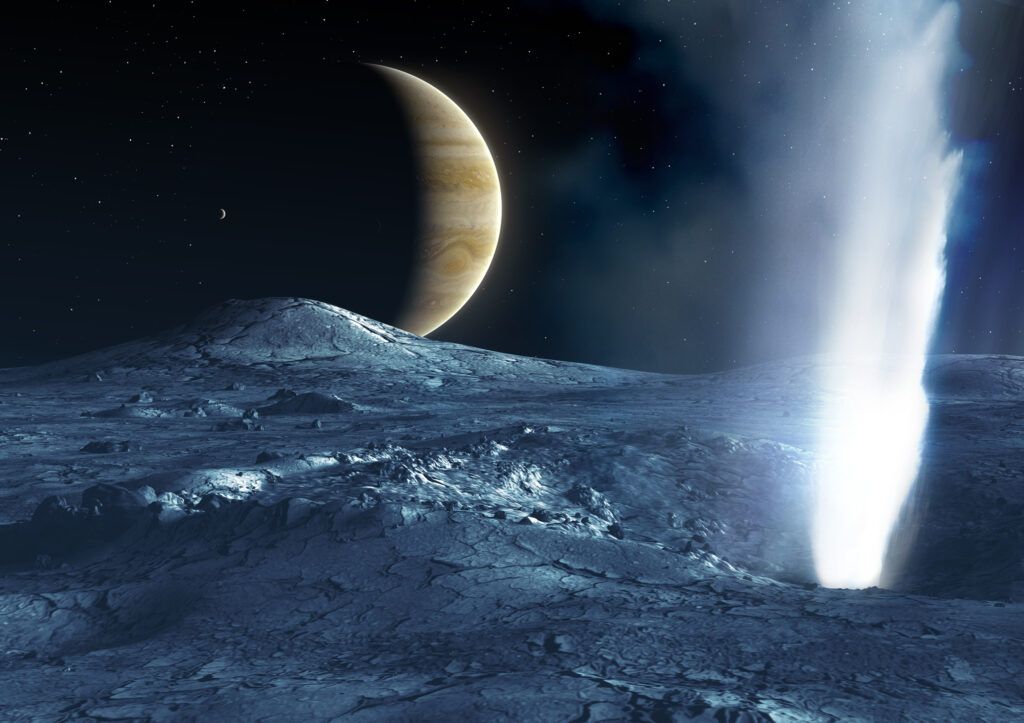 A geyser on Jupiter's moon Europa.