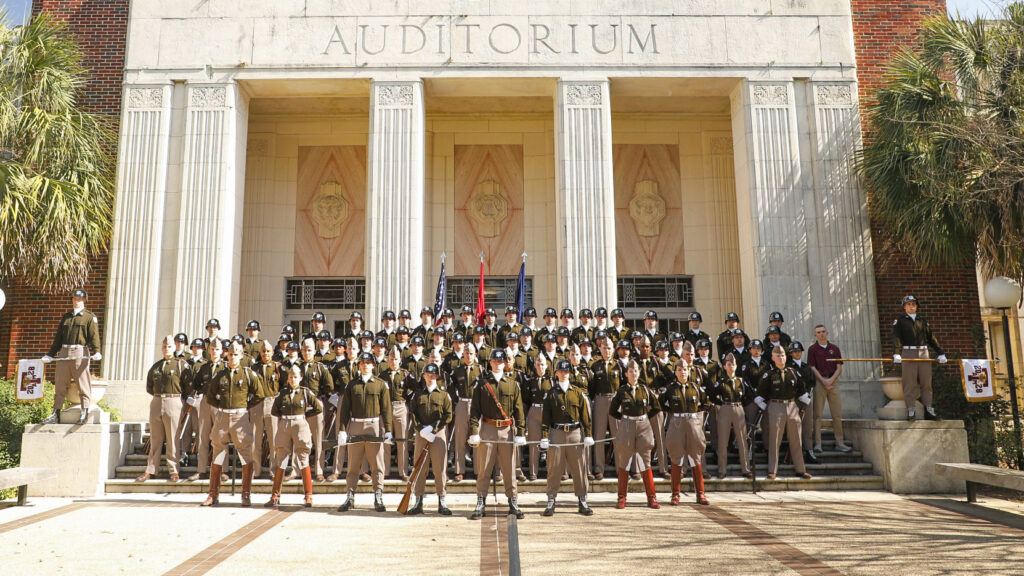 A photo of the Texas A&M University Corps of Cadets Fish Drill Team.