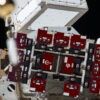 A concept graphic of the TAMU-SPIRIT attached to an EXPRESS Logistics Carrier on the exterior of the International Space Station. Individual science carriers are shown in maroon.