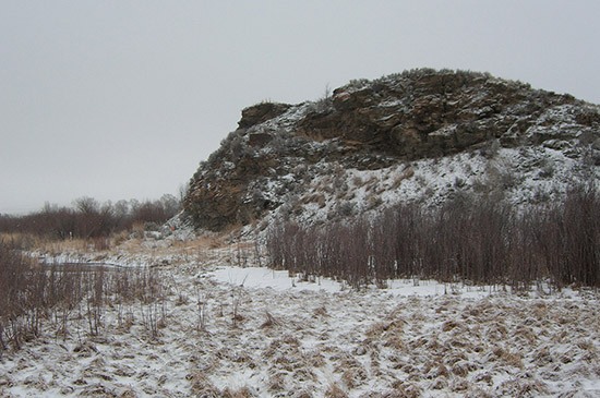 The burial mound at the Anzick site.