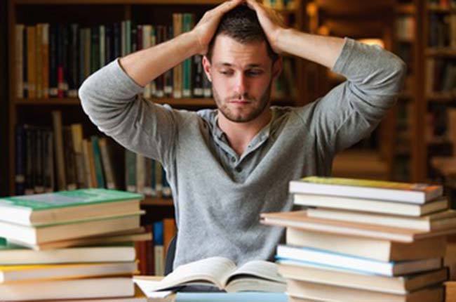 man studying stressed out