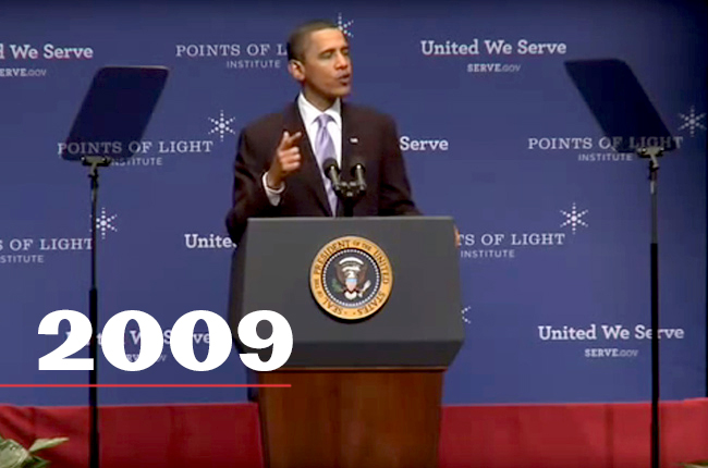 President Barack Obama gives his remarks at the Points of Light Institute forum