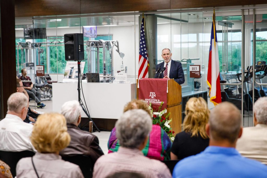 President Michael K. Young provided remarks for the grand opening of the Human Clinical Research Facility. 